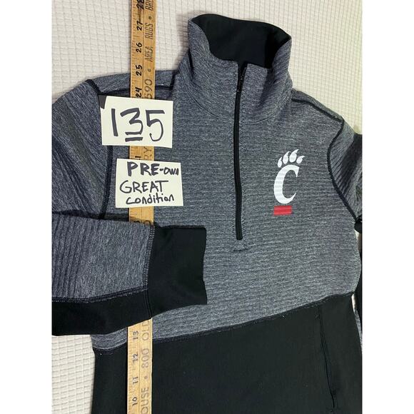 Adidas University of Cincinnati Quarter-Zip Pullover Gray/Black Logo Size Small - Picture 4 of 9